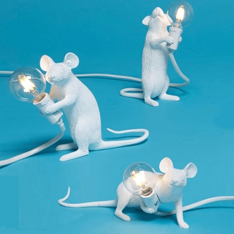 Doctor Mousey designer muse-lampe med LED til bord og hylde