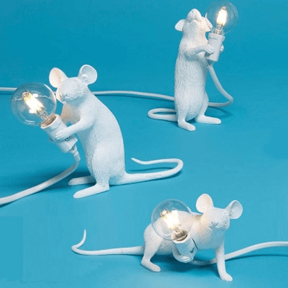 Doctor Mousey designer muse-lampe med LED til bord og hylde