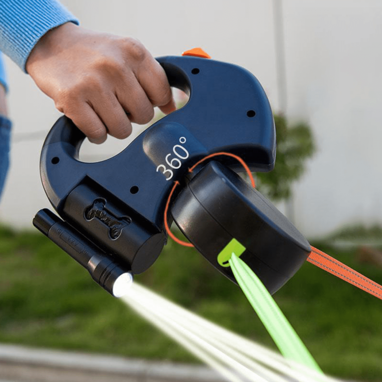 DoubleDog Dobbelt Flexline til To Hunde med Anti-Sammenfiltring og Lys