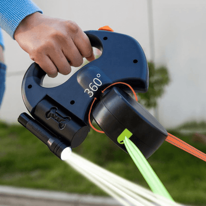 DoubleDog Dobbelt Flexline til To Hunde med Anti-Sammenfiltring og Lys
