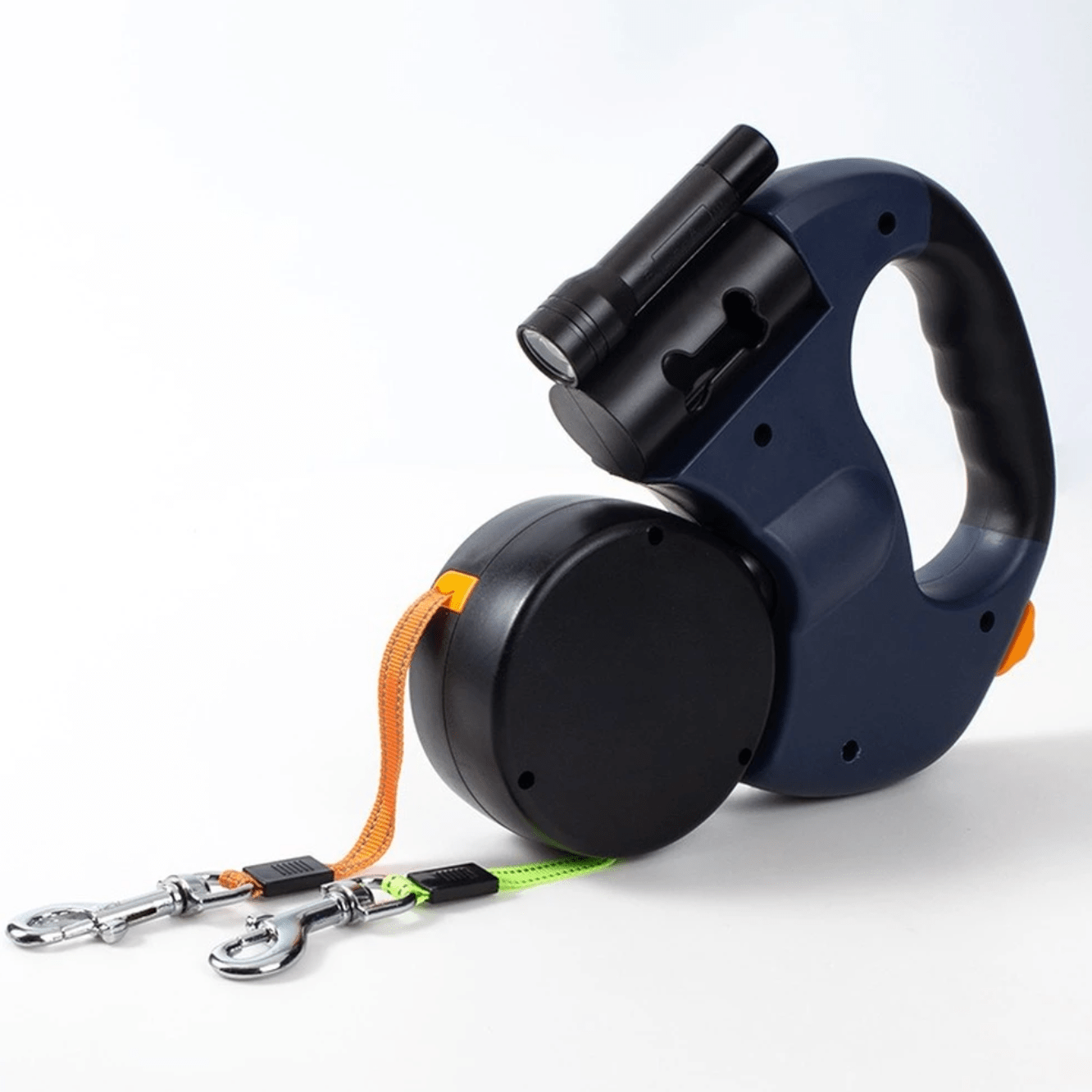 DoubleDog Dobbelt Flexline til To Hunde med Anti-Sammenfiltring og Lys