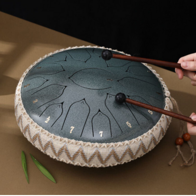 EchoDrum Tongue Drum i Stål med Afslappende Toner til Meditation, Yoga og Afslapning