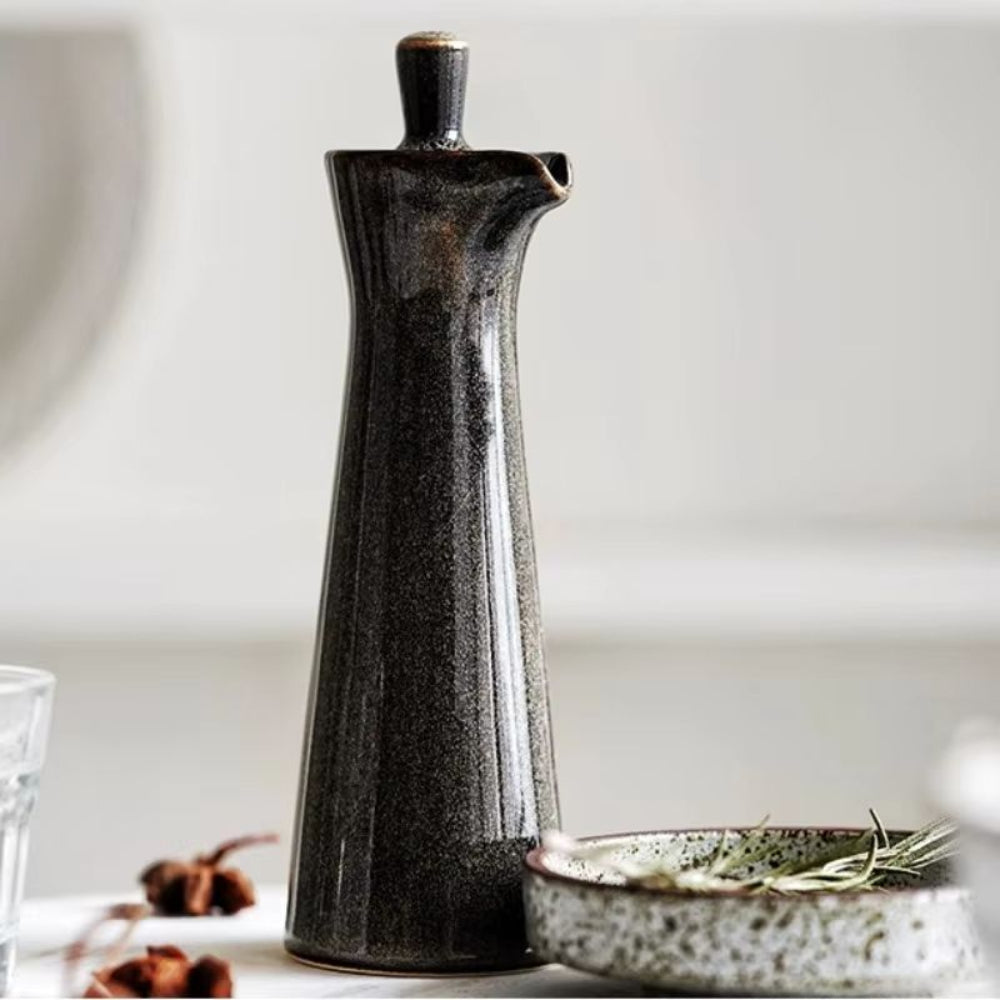 EcoPour olieflaske i glas med drypfri tud, oliedispenser og elegant køkkendesign