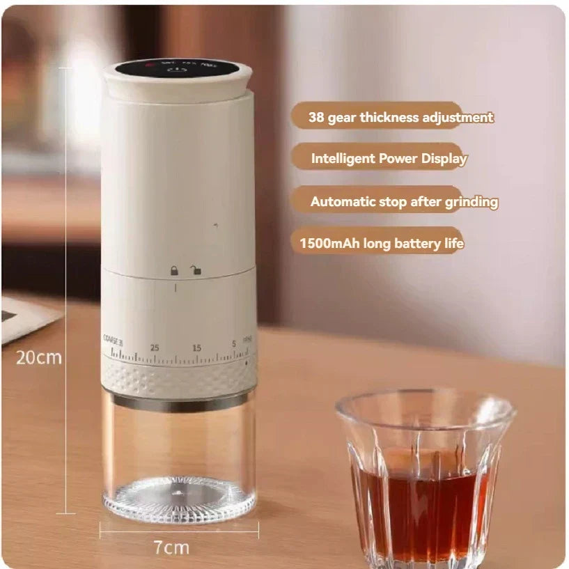 Elektrisk kaffekværn med justerbar kværn og USB-genopladeligt design