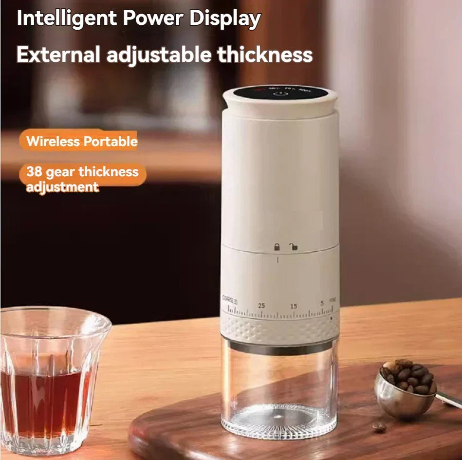 Elektrisk kaffekværn med justerbar kværn og USB-genopladeligt design