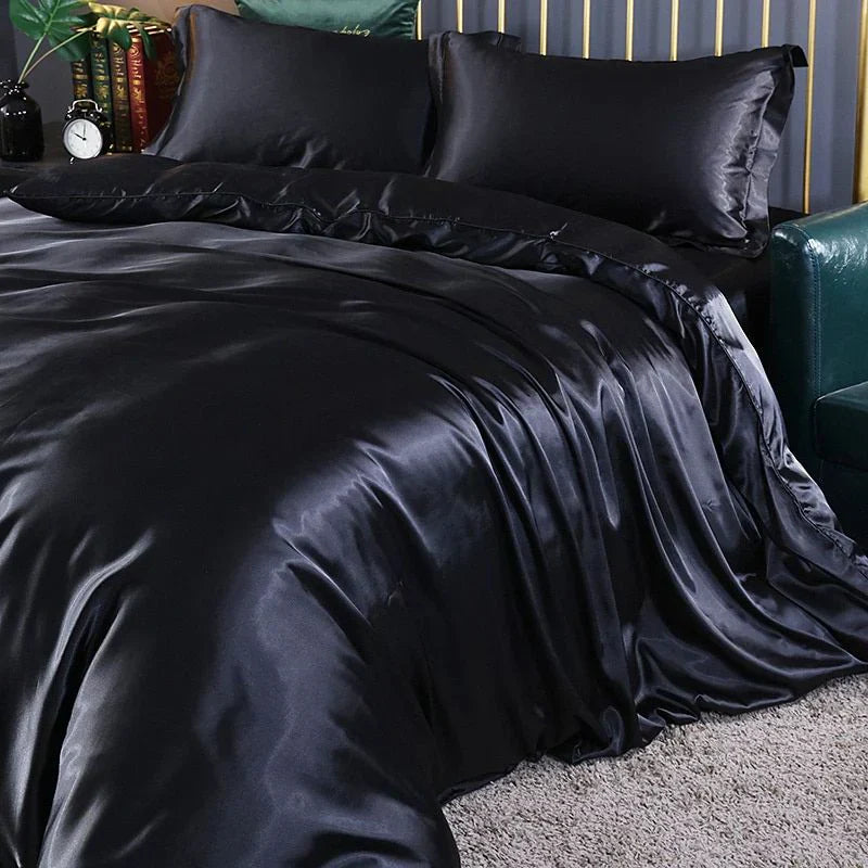 Elegant Satin Sengetøjssæt i Silkelook Blødt og Luksuriøst Sengetøj