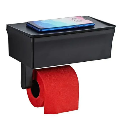 ElegantEssentials Væghængt Toiletpapirholder med Hylde og Skuffe