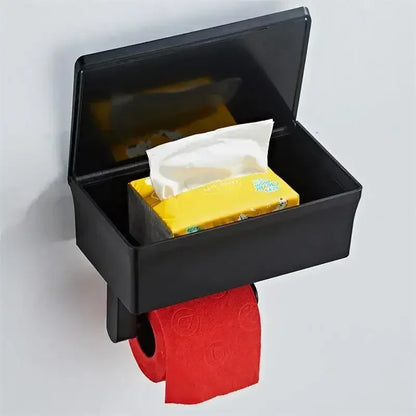 ElegantEssentials Væghængt Toiletpapirholder med Hylde og Skuffe