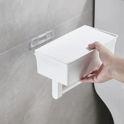 ElegantEssentials Væghængt Toiletpapirholder med Hylde og Skuffe