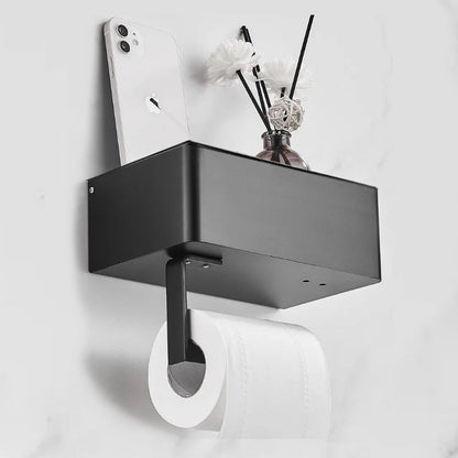 ElegantEssentials Væghængt Toiletpapirholder med Hylde og Skuffe