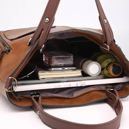 Elly Vintage Skuldertaske i PU-Læder til Damer med Elegant Håndlavet Design