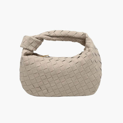 Elsa Mini Ruskindstaske med Vævet Knudedesign og Guldfarvede Detaljer