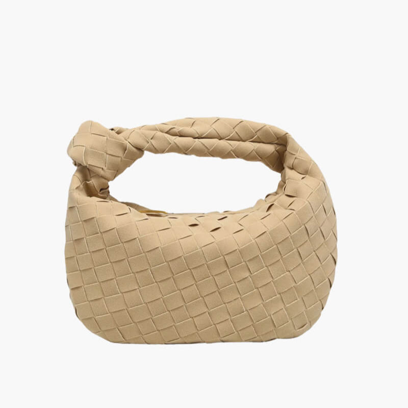 Elsa Mini Ruskindstaske med Vævet Knudedesign og Guldfarvede Detaljer
