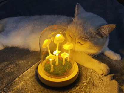 DIY Svampelampe i Glas med LED-Lys og Træbund