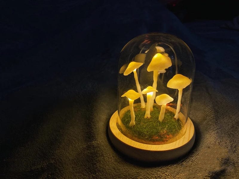 DIY Svampelampe i Glas med LED-Lys og Træbund