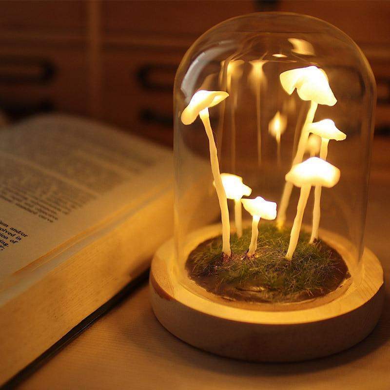 DIY Svampelampe i Glas med LED-Lys og Træbund