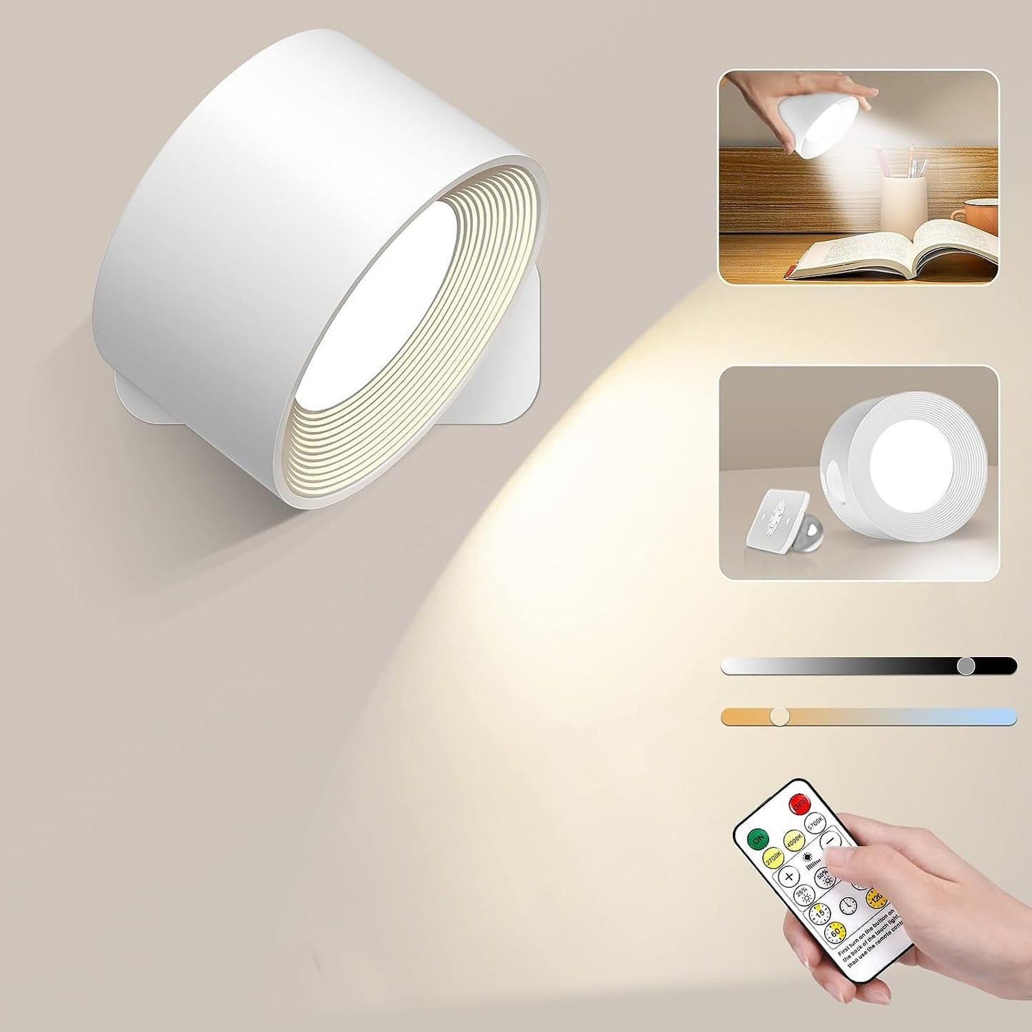 Eternity Glow trådløs LED-væglampe med fjernbetjening og justerbar belysning