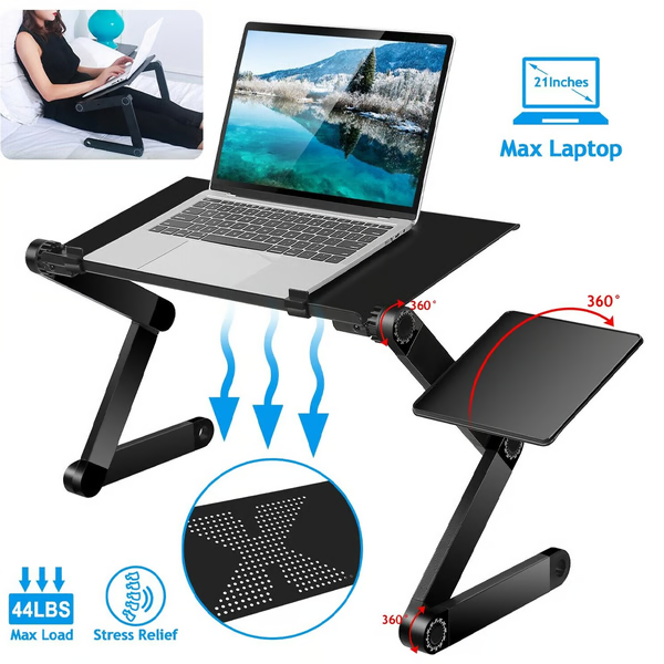 FlexStand 360 Justerbart Laptopstativ – Bærbart Ergonomisk Skrivebord