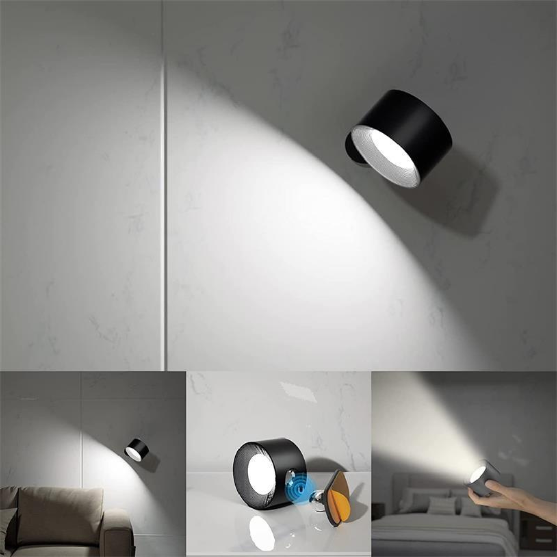 FlexiLamp Trådløs Genopladelig 360° LED Væglampe