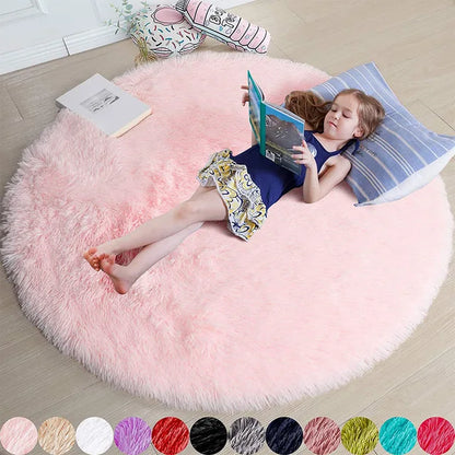 FluffyMat Rundt Blødt Plys Tæppe – Ultrablødt Gulvtæppe til Soveværelse og Stue