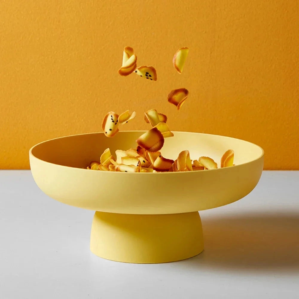 Fruitful Elegance Retro Frugtskål med Bladdesign – Keramiklook
