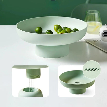 Fruitful Elegance Retro Frugtskål med Bladdesign – Keramiklook