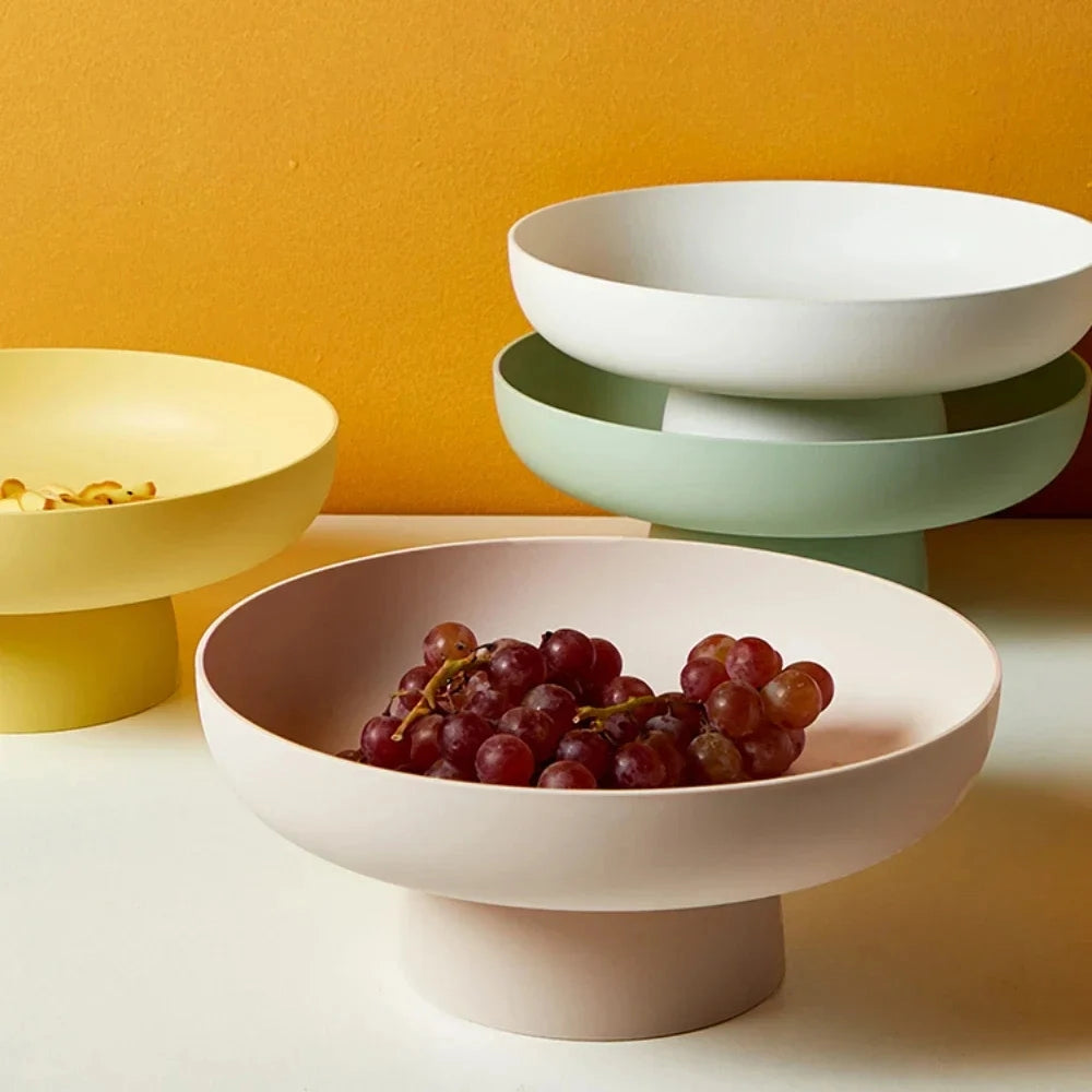 Fruitful Elegance Retro Frugtskål med Bladdesign – Keramiklook