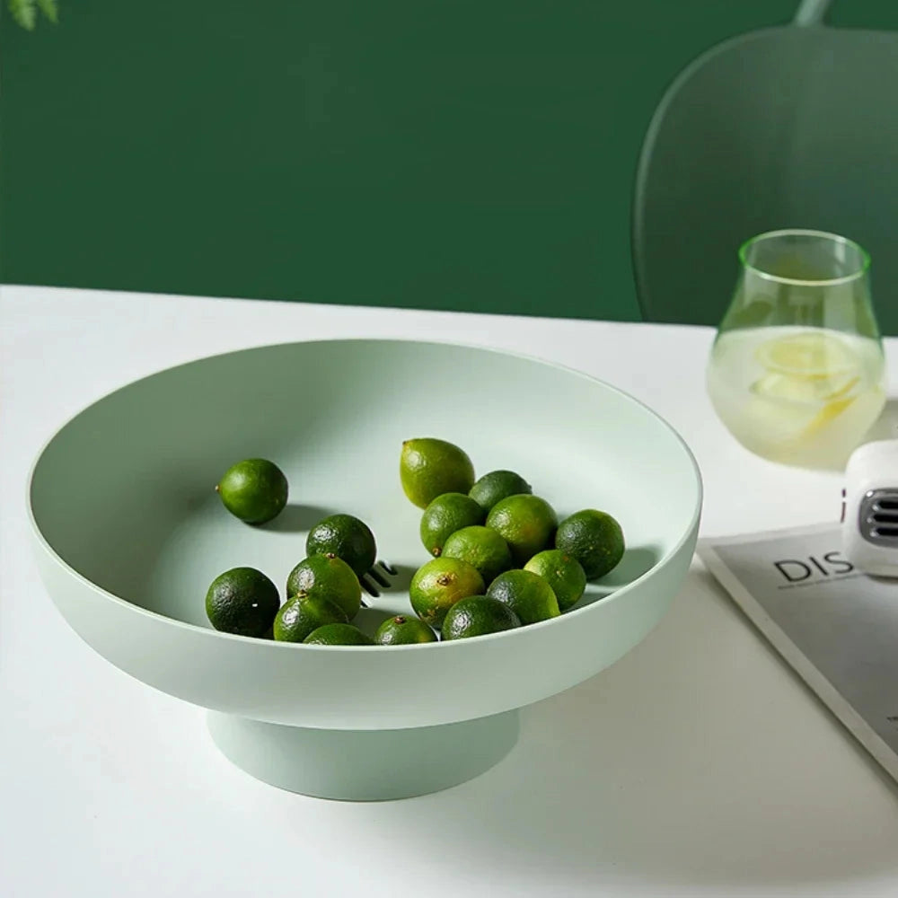 Fruitful Elegance Retro Frugtskål med Bladdesign – Keramiklook