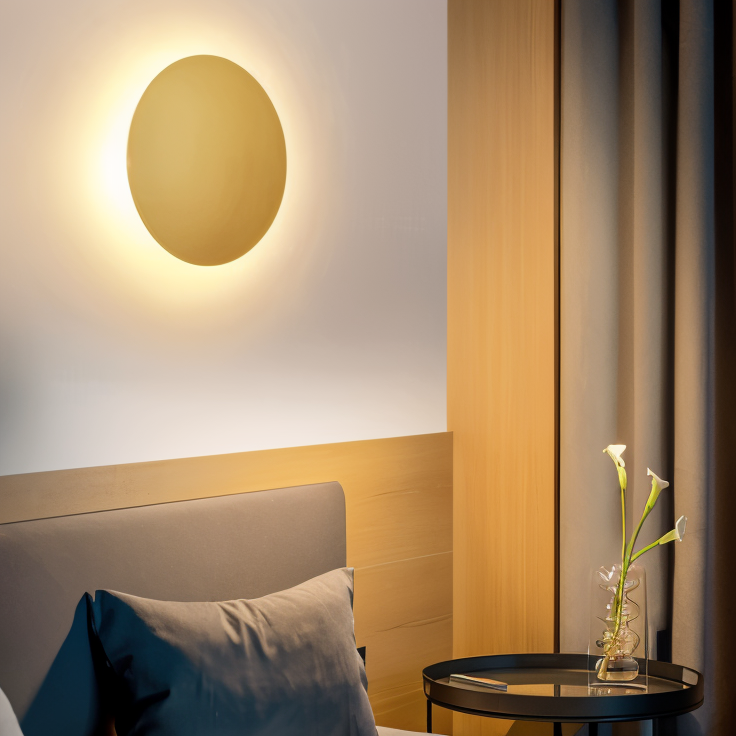 Rund LED-væglampe i moderne minimalistisk design med stemningslys