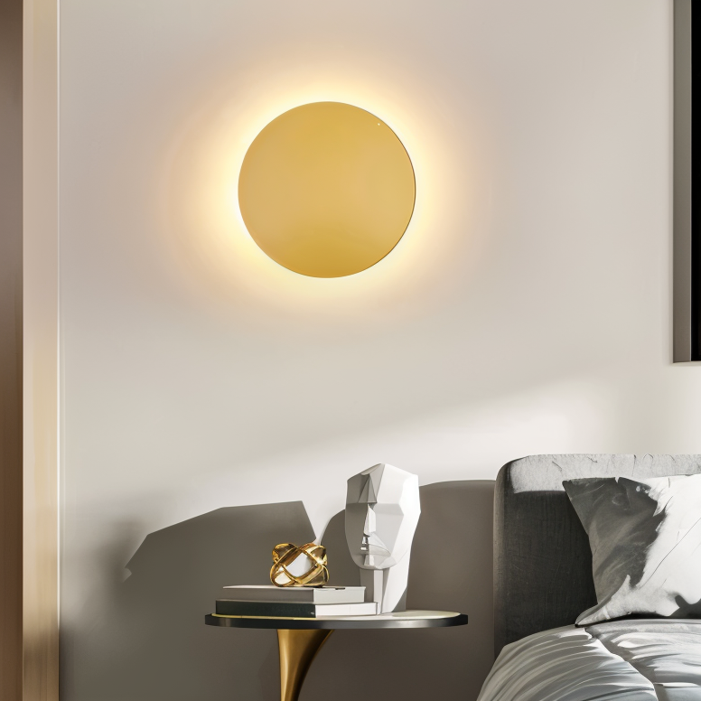 Rund LED-væglampe i moderne minimalistisk design med stemningslys