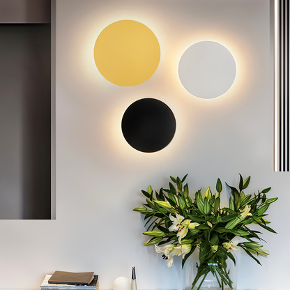 Rund LED-væglampe i moderne minimalistisk design med stemningslys