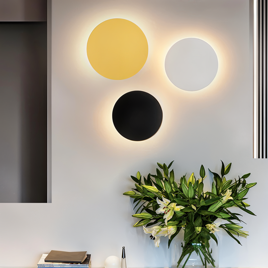 Rund LED-væglampe i moderne minimalistisk design med stemningslys