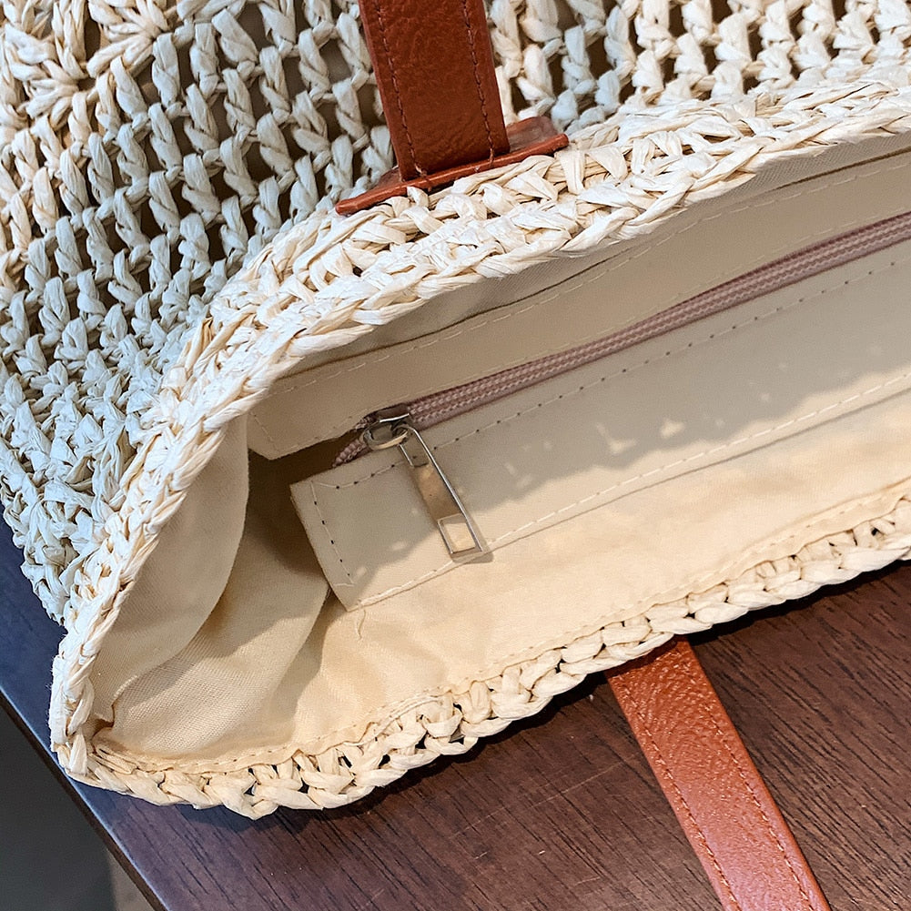 Genevieve Stråtaske med Ægte Læderremme – Rummelig Sommer Shopper