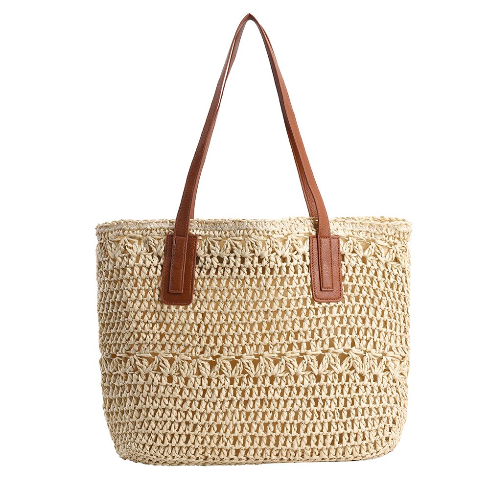 Genevieve Stråtaske med Ægte Læderremme – Rummelig Sommer Shopper