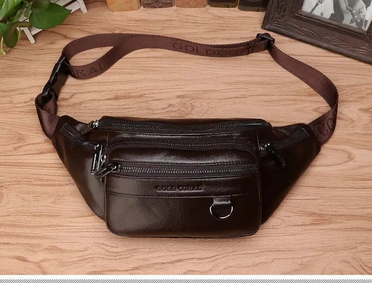 Ægte Koskind Læder Bæltetaske til Herre med Stor Kapacitet – Crossbody Rejsetaske