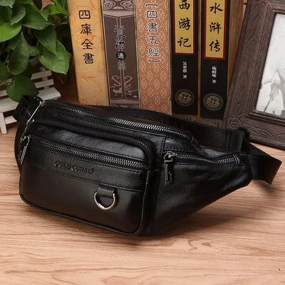 Ægte Koskind Læder Bæltetaske til Herre med Stor Kapacitet – Crossbody Rejsetaske