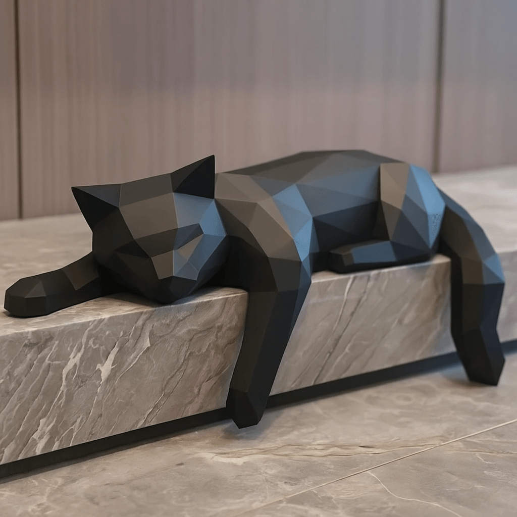 GeoCat abstrakt kattefigur, skulptur og boligdekoration i moderne elegant design