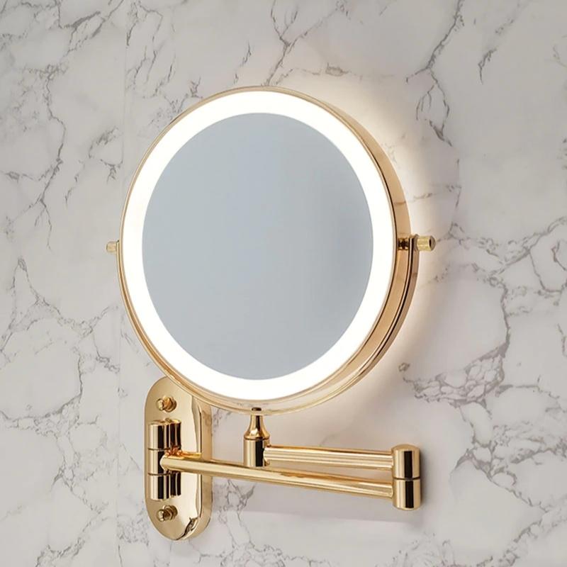GlamGlow LED Makeup Spejl med Forstørrelse, Touchlys og 360° Rotation