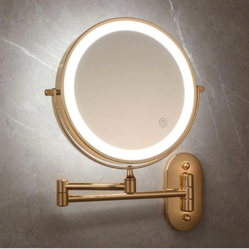 GlamGlow LED Makeup Spejl med Forstørrelse, Touchlys og 360° Rotation