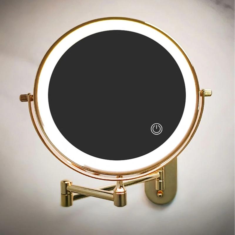 GlamGlow LED Makeup Spejl med Forstørrelse, Touchlys og 360° Rotation