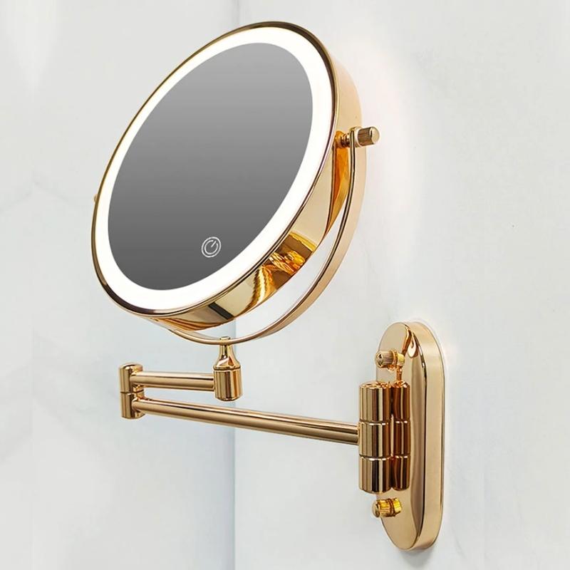 GlamGlow LED Makeup Spejl med Forstørrelse, Touchlys og 360° Rotation