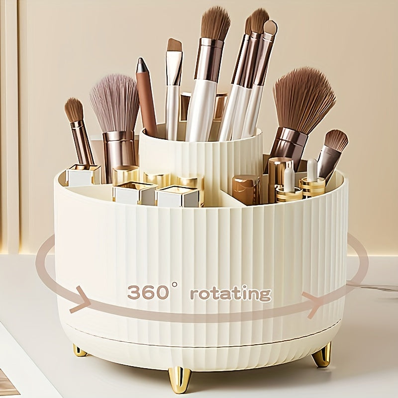 GlamSpin 360° Roterende Makeup- og Skrivebordsorganisator med 5 Rum