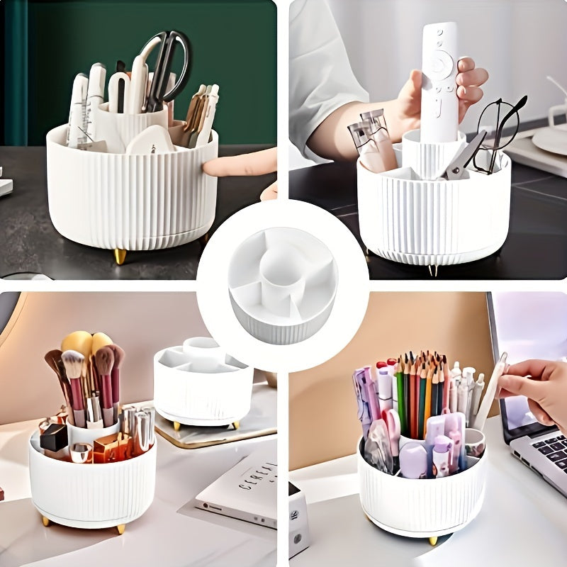 GlamSpin 360° Roterende Makeup- og Skrivebordsorganisator med 5 Rum