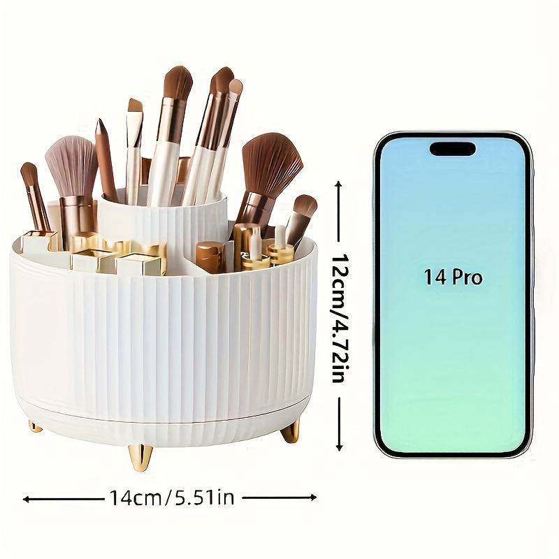 GlamSpin 360° Roterende Makeup- og Skrivebordsorganisator med 5 Rum