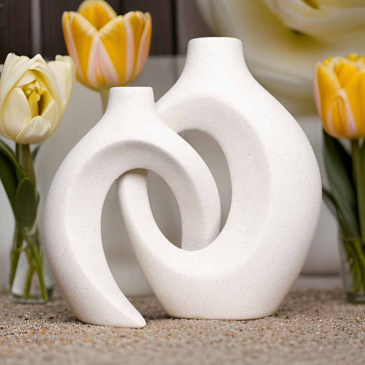 Gleora Sammenflettet Keramikvase til Blomster og Elegant Dekoration