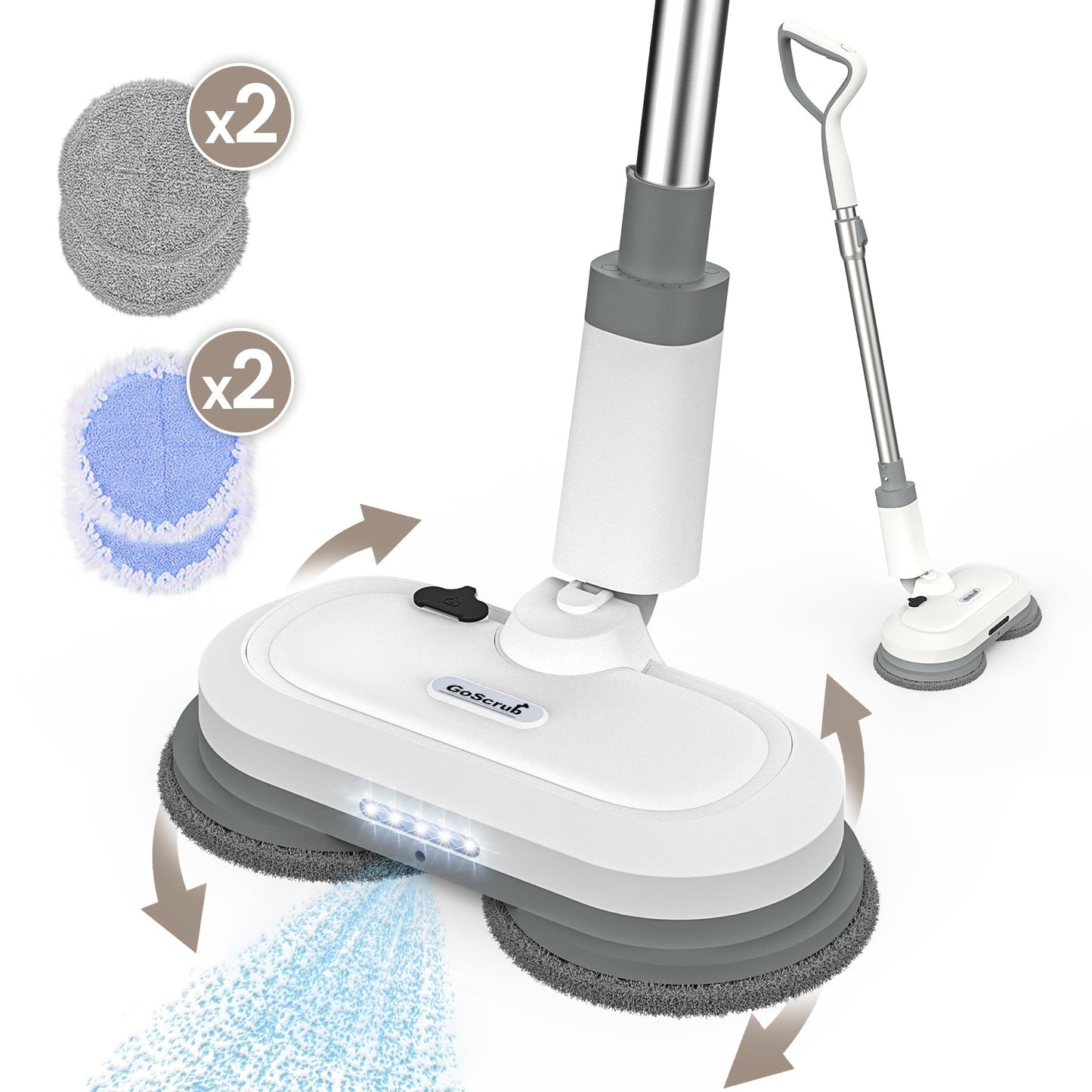 GlidePro ledningsfri elektrisk moppe med sprayfunktion og genanvendelige moppepuder