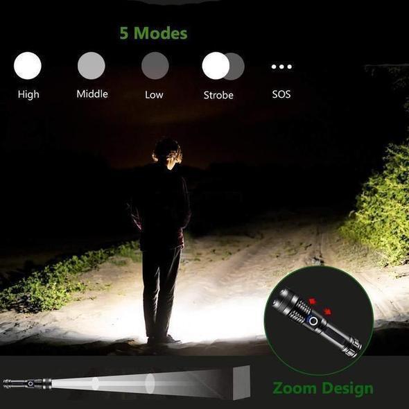 Kraftig Genopladelig LED Lommelygte med Vandtæt Design