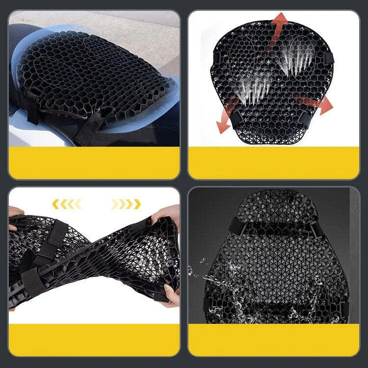 HoneyRide Motorcykelsædepude med 3D Honeycomb Støddæmpning