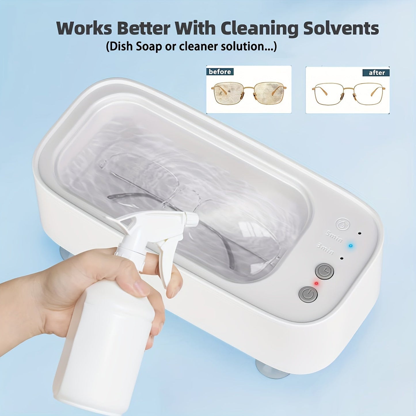 JewelSonic Ultrasonisk Smykkerenser 12 oz til Ringe, Ure, Briller og Øreringe