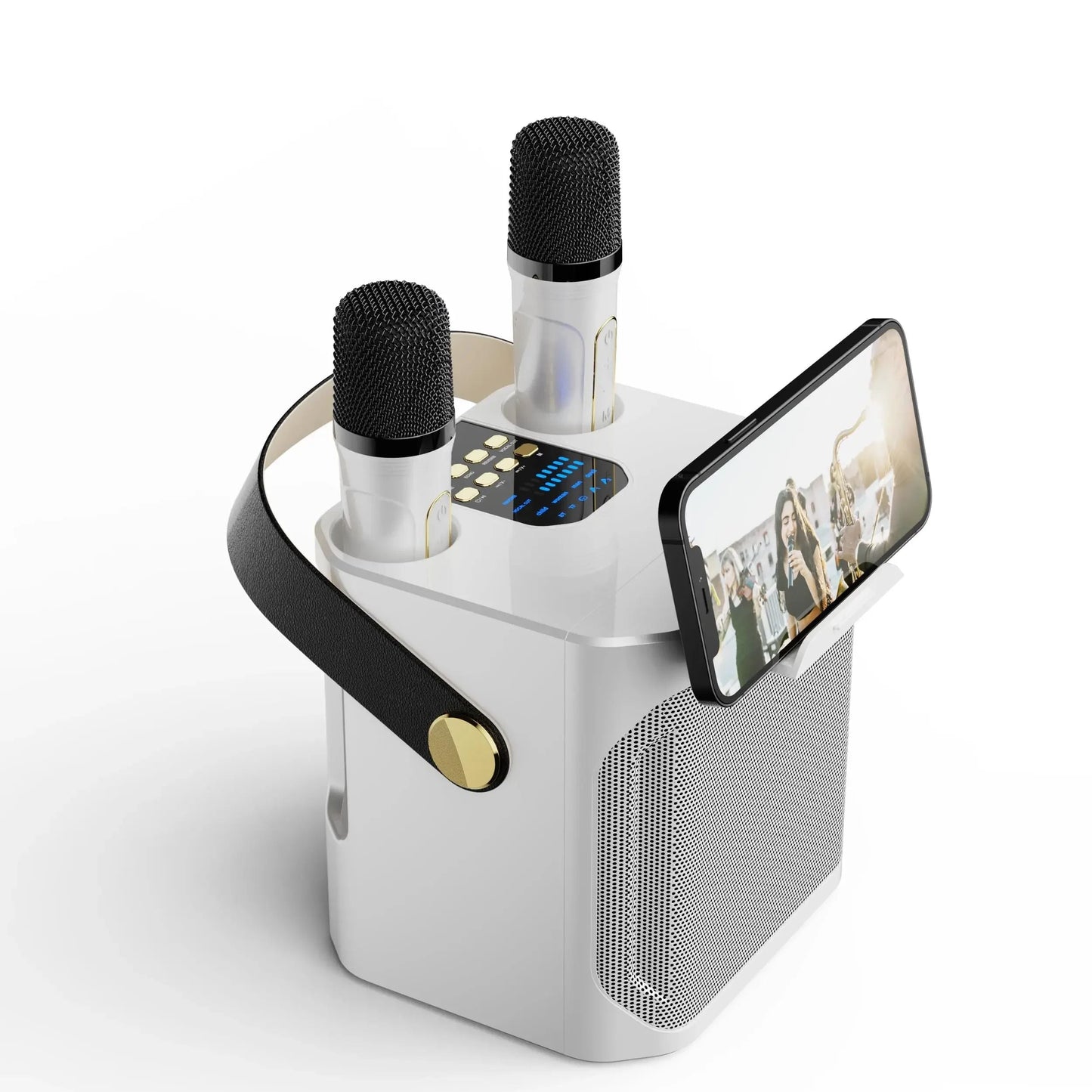 Karaoke Bluetooth Højttaler med 360° Lyd og To Mikrofoner